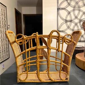 Mid Century Wicker Magazine Holder